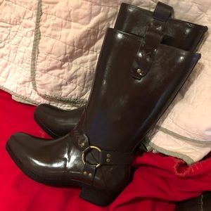 Bogs Dakota Mid Calf Harness Dark Brown Rain Boot